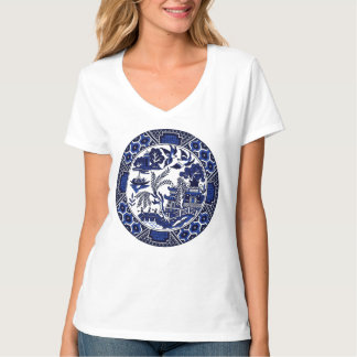 Klassischer blauer Weide-Entwurf T-Shirt