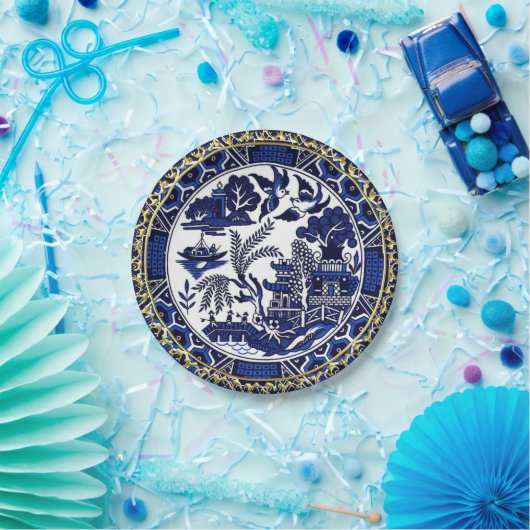 Klassischer blauer Weide-Entwurfs-Papier-Teller Pappteller (Party)