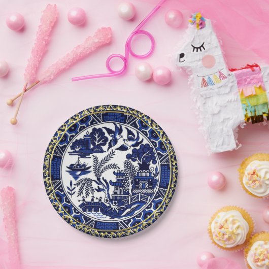 Klassischer blauer Weide-Entwurfs-Papier-Teller Pappteller (Party)