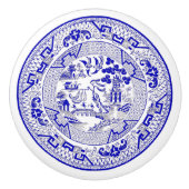 Klassischer blauer Weide-Platten-Entwurf Keramikknauf (Vorderseite)