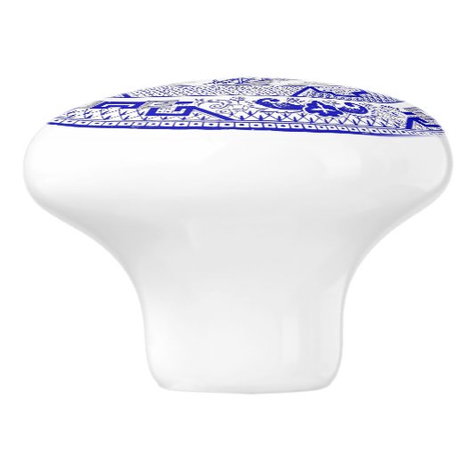 Klassischer blauer Weide-Platten-Entwurf Keramikknauf (Seitenansicht)