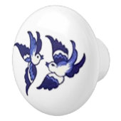 Klassischer blauer Weide-Vogel-Entwurf Keramikknauf (Rechts)