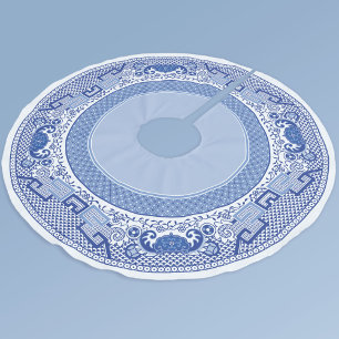 Klassischer blauer Weidenbaum-Untersetzer Polyester Weihnachtsbaumdecke