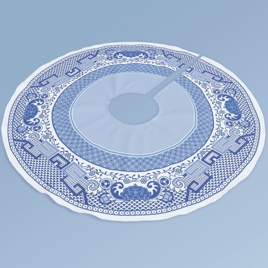 Klassischer blauer Weidenbaum-Untersetzer Polyester Weihnachtsbaumdecke