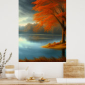 Klassischer Blick auf den Herbst eines Sees Poster (Küche)