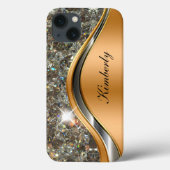 Klassischer Bling-Monogramm-Glitzereffekt Case-Mate iPhone Hülle (Rückseite)