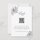 Klassischer Bloom Garden Black & White Wedding QR  RSVP Karte (Vorderseite)