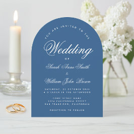 Klassischer Blue Arch Einfache, elegante Skripthoc Einladung