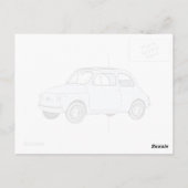 Klassischer Blue Fiat 500 Topolino Stift Zeichnend Postkarte (Rückseite)