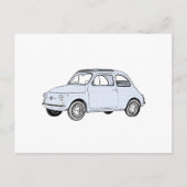Klassischer Blue Fiat 500 Topolino Stift Zeichnend Postkarte (Vorderseite)