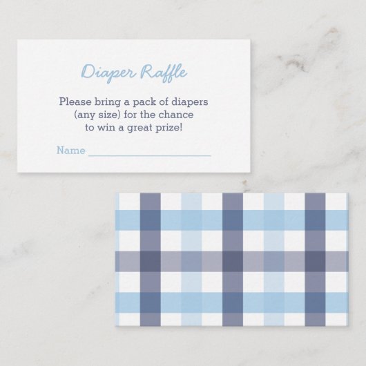Klassischer Blue Karo Baby Duschdusche Windeln Raf Begleitkarte (Vorne/Hinten)