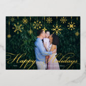 Klassischer Blüh | Happy Holidays Folien Feiertagskarte (Vorderseite)