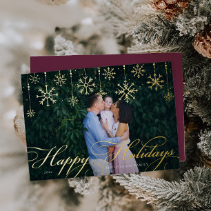 Klassischer Blüh Happy Holidays Folien Feiertagskarte