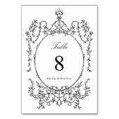 Klassischer Blumengarten Rahmen Schwarz & Weiß Hoc Tischnummer (Vorderseite)