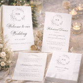 Klassischer Blumenkranz-Monogramm-Hochzeit Einladung