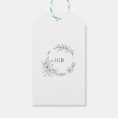 Klassischer Blumenkranz-Monogramm-Hochzeit Geschenkanhänger (Rückseite)