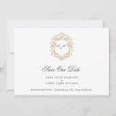 Klassischer Blumenkranz-Monogramm-Hochzeit Save The Date (Vorderseite)