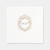 Klassischer Blumenkranz-Monogramm-Hochzeit Serviette (Vorderseite)