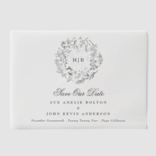 Klassischer Blumenkranz Monogramm Speichert die Da Pergament Einladungen
