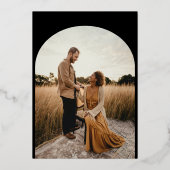 Klassischer, blumenschwarzer Monogramm Hochzeitsbo Folieneinladung (Rückseite)