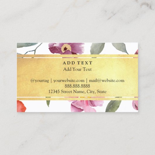 Klassischer Blumenwaldstreifen Visitenkarte (Rückseite)