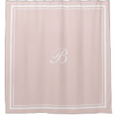 Klassischer Blush Border Script Monogram Letter Duschvorhang (Vorderseite)