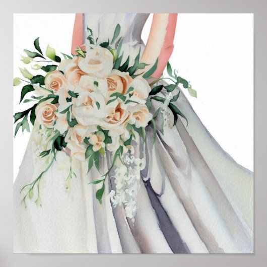 Klassischer Blush, Bridal Cascading Bouquet 1, Poster (Vorne)