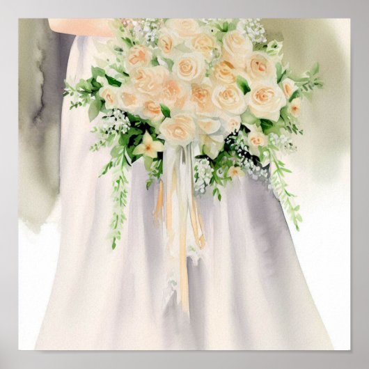 Klassischer Blush, Bridal Cascading Bouquet 2, Poster (Vorne)