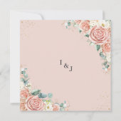 Klassischer Blush Peach Elfenbeinblume Hochzeitspl Einladung (Rückseite)