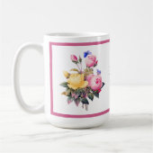 Klassischer Blütenrosa Gelbe Rosen Lila Schmetterl Kaffeetasse (Links)