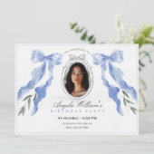 Klassischer Bogen-eleganter Foto-Geburtstag Einladung (Stehend Vorderseite)