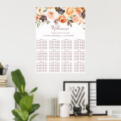Klassischer Boho-Blumen-Hochzeits-Sitzplan Poster (Heimbüro)