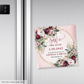 Klassischer Boho-Malvenrosa-Gold Save Date Magnet