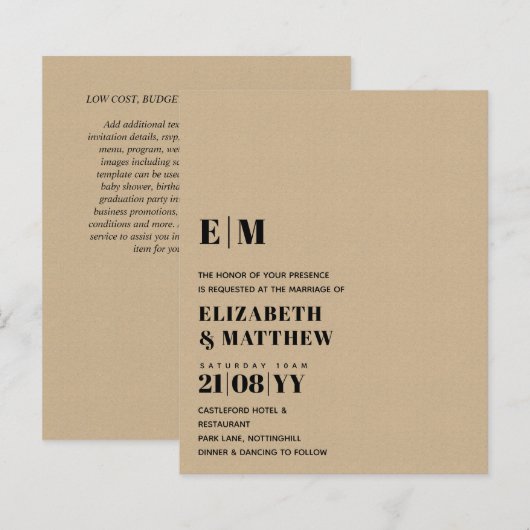 Klassischer BOLD Text nur Hochzeitsempfang Einfach (Vorne/Hinten)