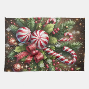 Klassischer Bonbon-/Pfefferminz-Weihnachtsgrün Geschirrtuch
