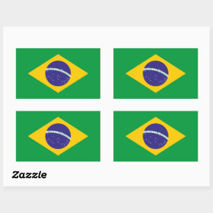 Klassischer brasilianischer Flaggenaufkleber Fette Rechteckiger Aufkleber