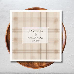 Klassischer Brauner Cappuccino-Karierter Vintage-H Serviette