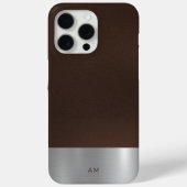 Klassischer brauner Leder und gebürstetes Metall-L Case-Mate iPhone Hülle (Rückseite)