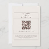 Klassischer brauner QR-Code Detail RSVP-Registry-H Einladung (Rückseite)