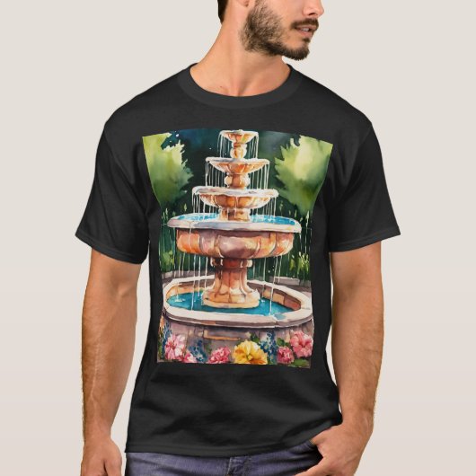 Klassischer Brunnen Silhouette T - Shirt - Eleganz (Vorderseite)