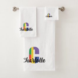 Klassischer Buchstabe C mit Monogramm Badhandtuch Set