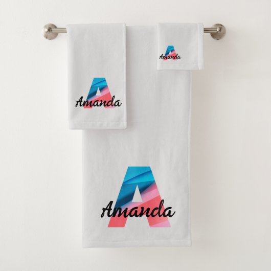 Klassischer Buchstabe Ein Korallenblau, mit Monogr Badhandtuch Set (Insitu)