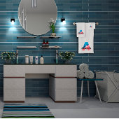 Klassischer Buchstabe Ein Korallenblau, mit Monogr Badhandtuch Set