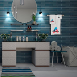 Klassischer Buchstabe Ein Korallenblau, mit Monogr Badhandtuch Set