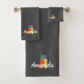 Klassischer Buchstabe mit Monogramm dunkelgrau Badhandtuch Set (Insitu)