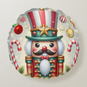 Klassischer, bunter, skurriler Weihnachtsknacker Rundes Kissen