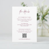 Klassischer Burgund QR Code Elegante Hochzeit Begleitkarte (Stehend Vorderseite)