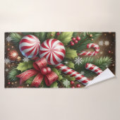 Klassischer Candy Cane/Pfefferminz Weihnachtsgrün Badehandtuch (Badehandtuch)