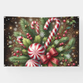 Klassischer Candy Cane/Pfefferminz Weihnachtsgrün Banner (Horizontal)