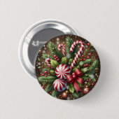 Klassischer Candy Cane/Pfefferminz Weihnachtsgrün Button (Vorne & Hinten)